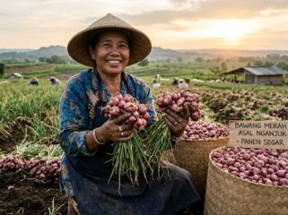 Petani bawang saat panen raya 