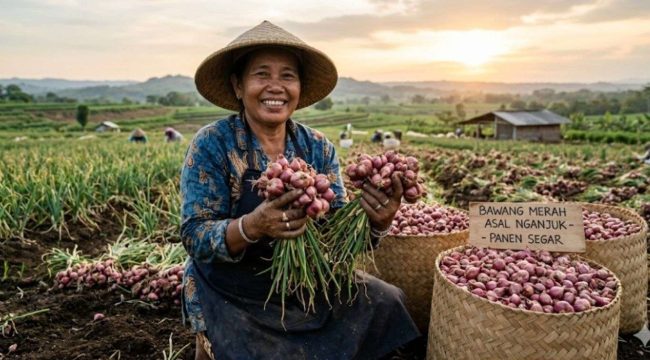 Petani bawang saat panen raya 